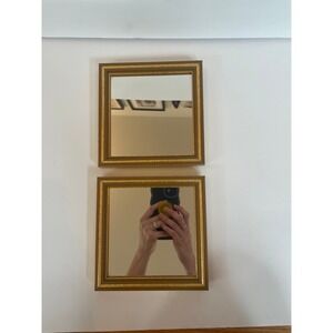Home Interiors and Gifts Vintage Gold Square Wall Mirrors Set of 2 Made in USA